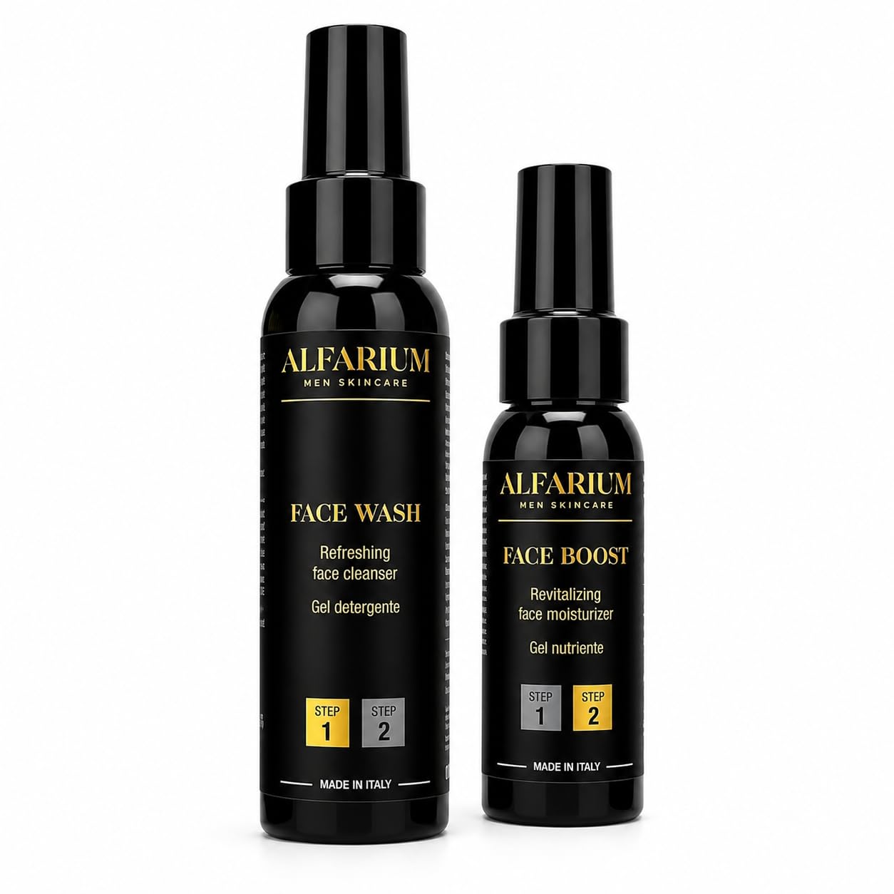 Alfarium Pflegeset für Männer - Gesichtsreiniger & Feuchtigkeitscreme für fetting & gemischt Haut mit Vitaminen A/B5/C/E, Hyaluronsäure - Gesichtsreinigung und Anti Aging Creme Männer - Made in Italy