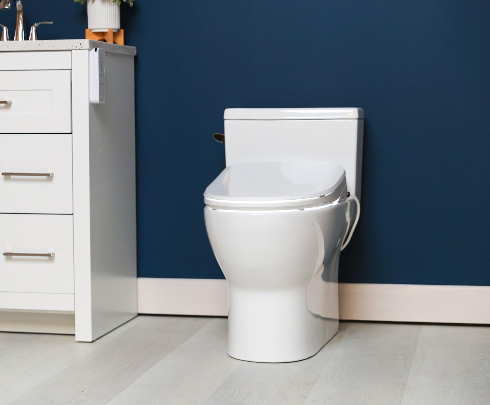 ALPHA BIDET UX Pearl Bidet Toilet Seat in Elongated White Ultra Low Profile Endless Warm Water Arced Stainless — view 5