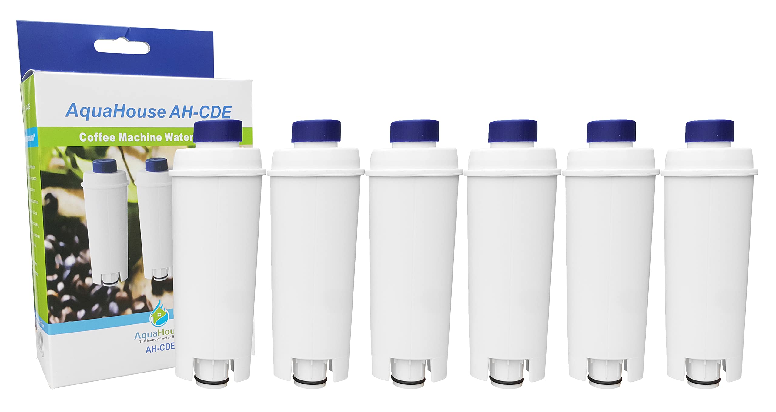6 filtri d'acqua compatibili AH-CDE per macchine da caffè ed espresso DeLonghi DLSC002, SER3017, 5513292811, 9310926, 8004399327252