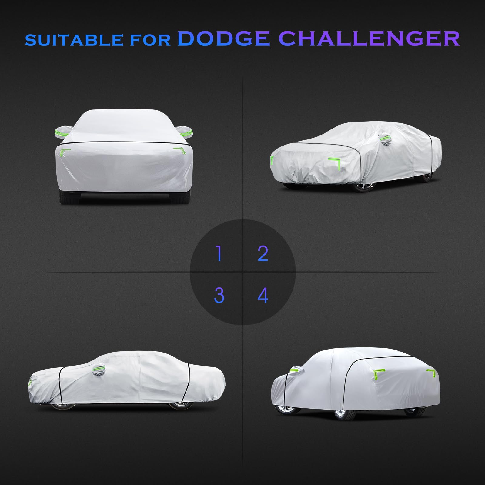 Car Cover Custom Fit for Dodge Challenger 2008-2025 6 Layers Truck Cover Waterproof All Weather for Automobiles Outdoor — view 7