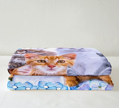 Miniatura 5 de Manta de felpa para niños, con diseño de gatos y mascotas, de dibujos animados, para niños y niñas, con bonito estampado de gatitos, manta de sherpa