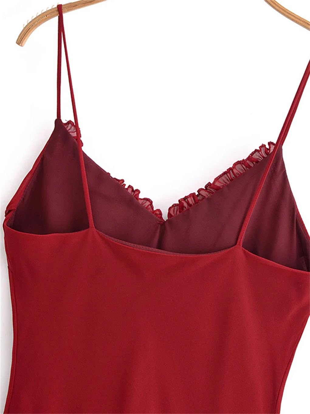 Abito da donna con cinturino midi in chiffon tinta unita con volant e fiocco senza spalline, aderente