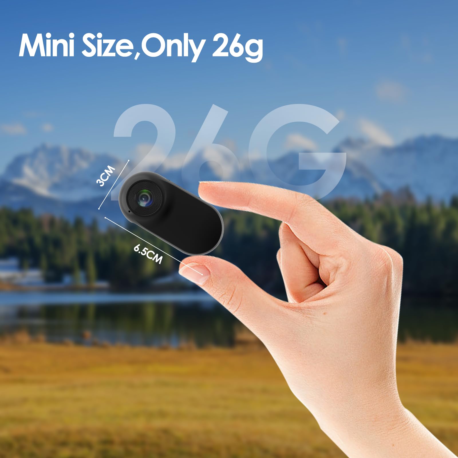 Mini caméra corporelle portable FHD 1080p de taille du pouce, étanche avec fixation magnétique, enregistrement POV mains libres, montable n'importe où pour la sécurité, le travail, les voyages