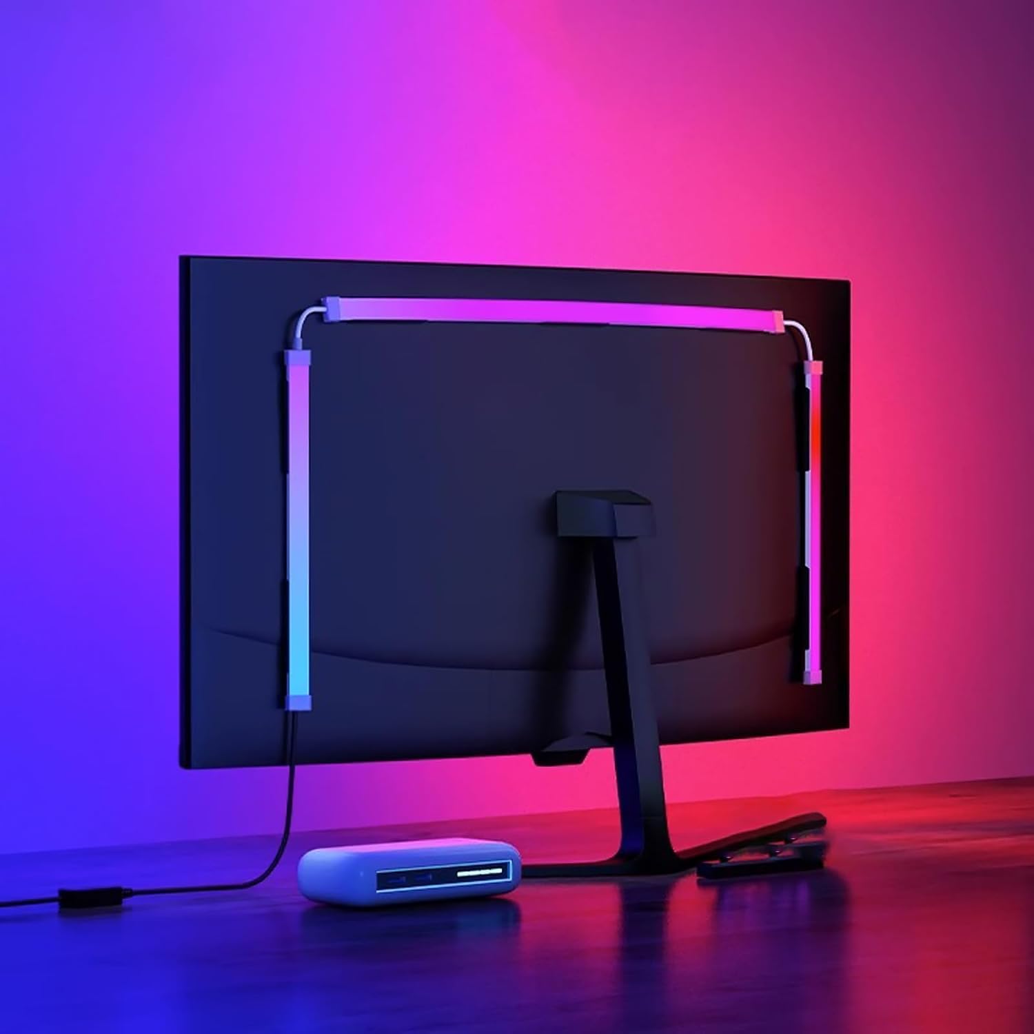 Monitor Led Backlights, Led Strip Lights That Sync with Screen Color or Music, Rgbic Computer Light Bar Behind Monitor, Leds for Desk Gaming, Usb Interface, Software Control, Supports Pc or Mac(24 In)