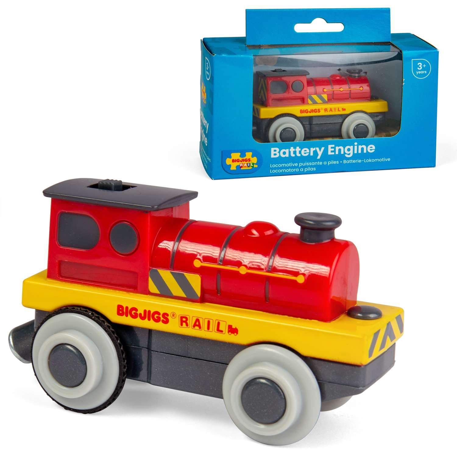 Bigjigs Rail Mighty Red Loco Battery Operated Engine | Motorised Train Figures for Wooden Railway Tracks | Gifts for 3+ Year Olds | Educational Toy for Kids