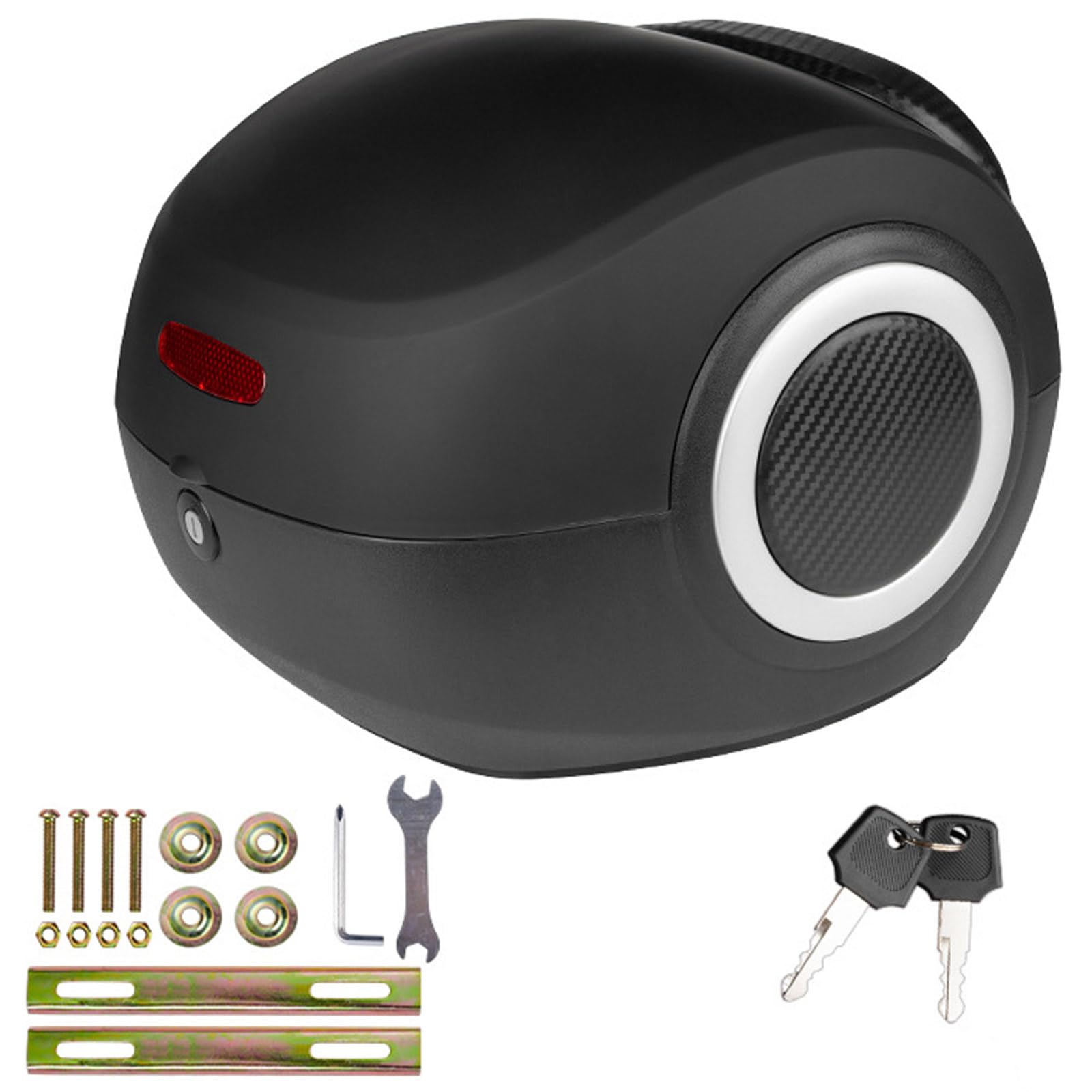 KFGISD, With Backrest and Security Lock Motorcycle Tail Box with Mounting Plate and Accessorie ,Motorcycle Top Box(Matt Black)