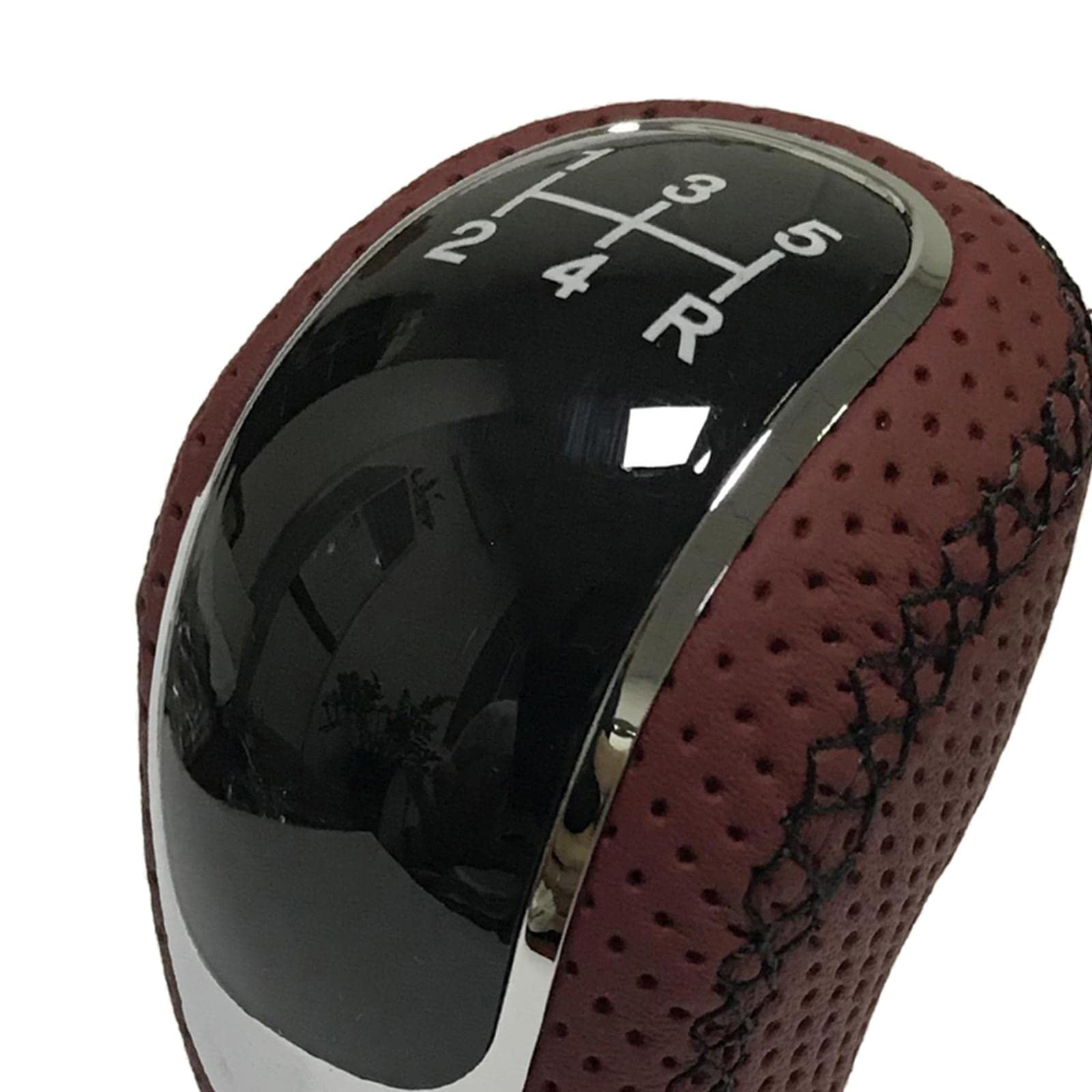 EXCLUZOAluminum 5 Speed Manual Car Gear Shift Knob Stick Shifter Lever Stitching