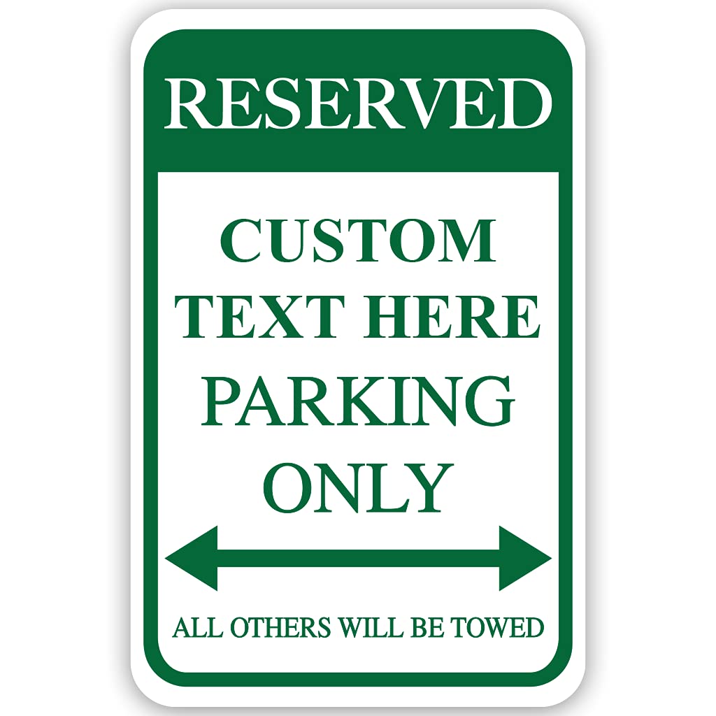 VictoryStore Custom Reserved Parking Aluminum Sign, Size 12 inches x 18 inches, Made in USA, Rust-Free, Fade Resistance (Green)