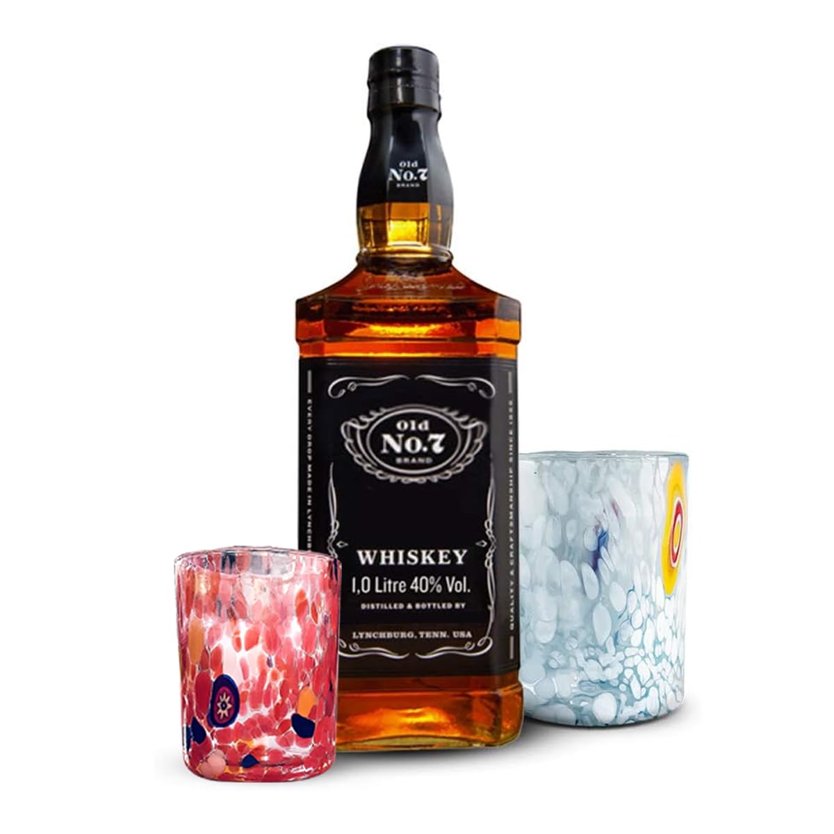 Gocce di Murano Lot de 6 verres à liqueur Shot précipitations arc-en-ciel fabriqués à la main selon la tradition des artisans de Murano colorés emballage verres élégants et précieux fabriqués en