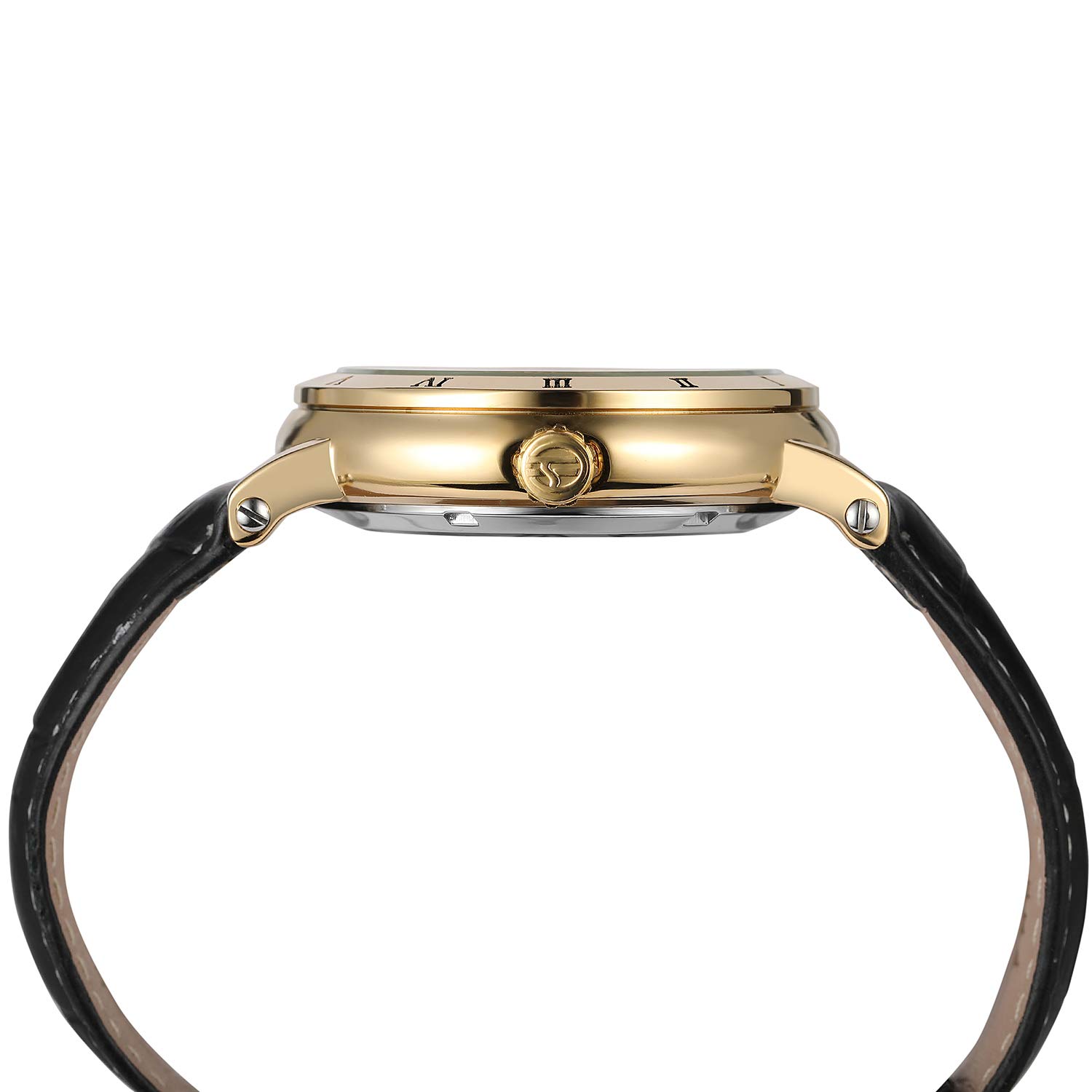 Forsining - Orologio da polso da uomo, alla moda, in stile steampunk, automatico, analogico, in pelle nera