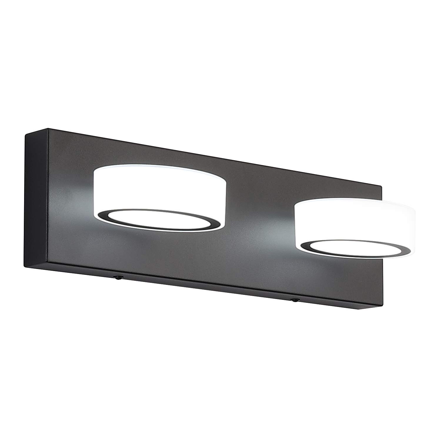 SOLFART LED Modern Bathroom Vanity Light Matt Black Metal Base Rotating Oval Lampshade Vanity Lights Over Mirror Bath Wall Lighting 9551-2 Lights