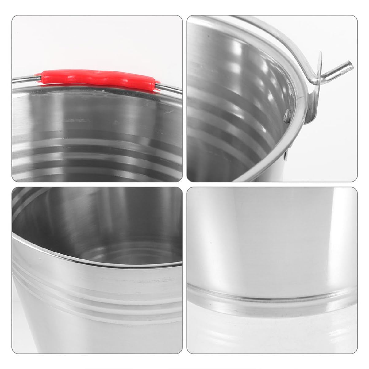 Cubo de Acero Inoxidable para Caballos 10l Asa Portátil | Plata, Fácil de Limpiar, Uso Múltiple, para Caballo y Potro, Adecuado para Agua y Alimento en Establo