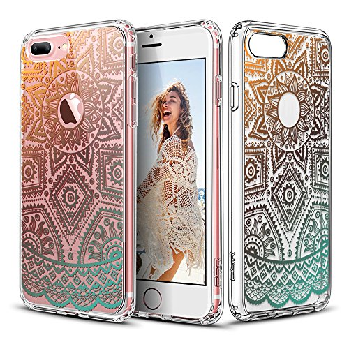 ESR iPhone 7 Plus Case, Totem Henna Mandala Floral Pattern Design with Soft TPU Bumper+Hard PC Back Cover for 5.5