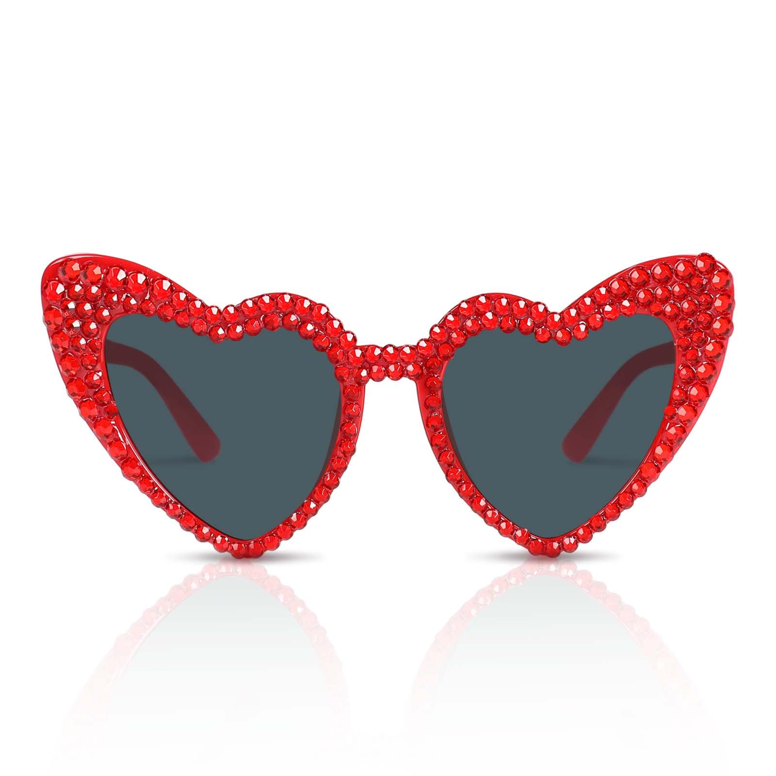 POTOTA Heart Sunglasses Pearl Heart Shaped Sunglasses Womens-White Sunglasses Women