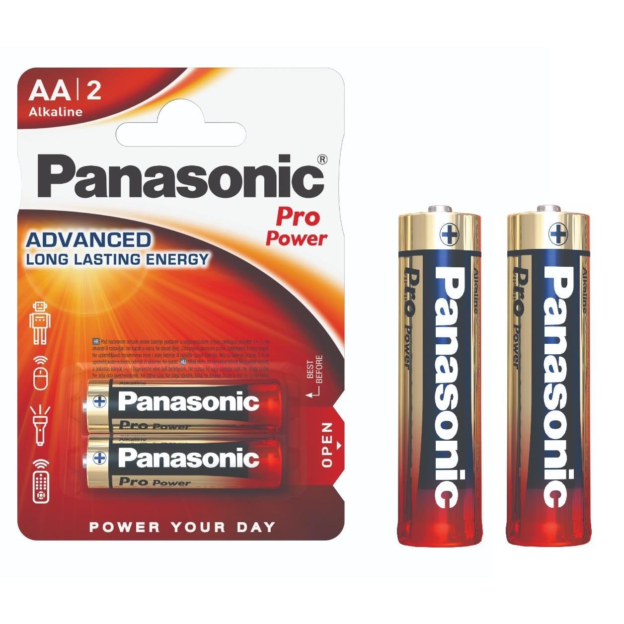 Panasonic Blister Pack of 2 AA LR6 PRO Power Alkaline Batteries