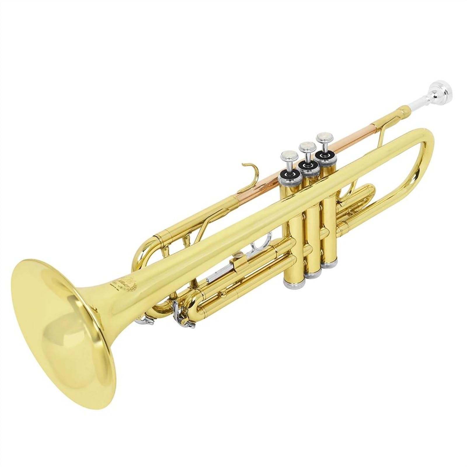 Trąbki Trąbka Bb B Flat Mosiądz Złoty Wykwintny Trwały Instrument Muzyczny Uchwyt Słaby Głośnik Rękawice Pasek Etui(A)