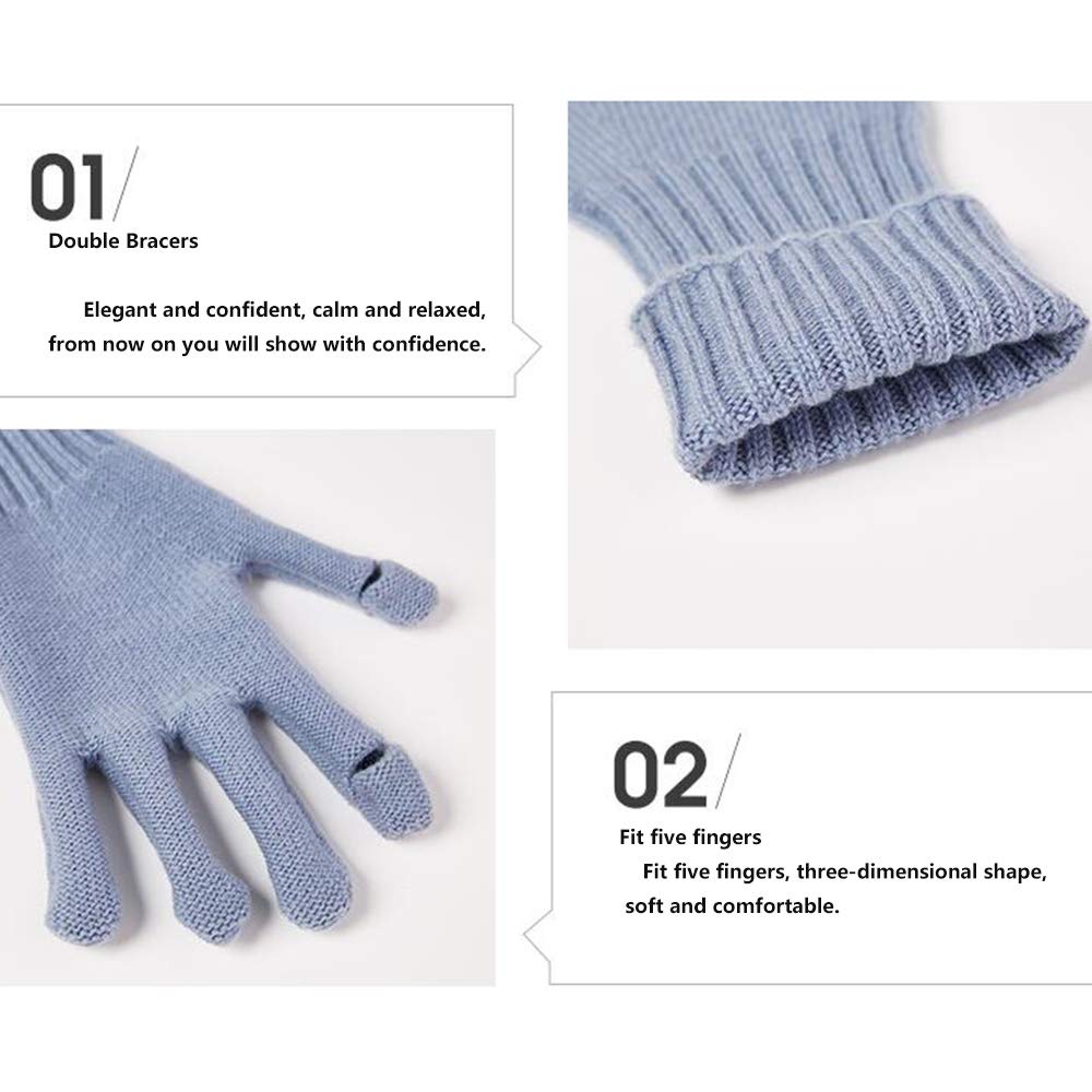 Axdwfd Guantes de Lana Pura otoño y el Invierno cálido espesantes de Punto de los Hombres a Caballo Damas de conducción Pantalla táctil Pura Lana 100% sin Dedos Pantalla táctil