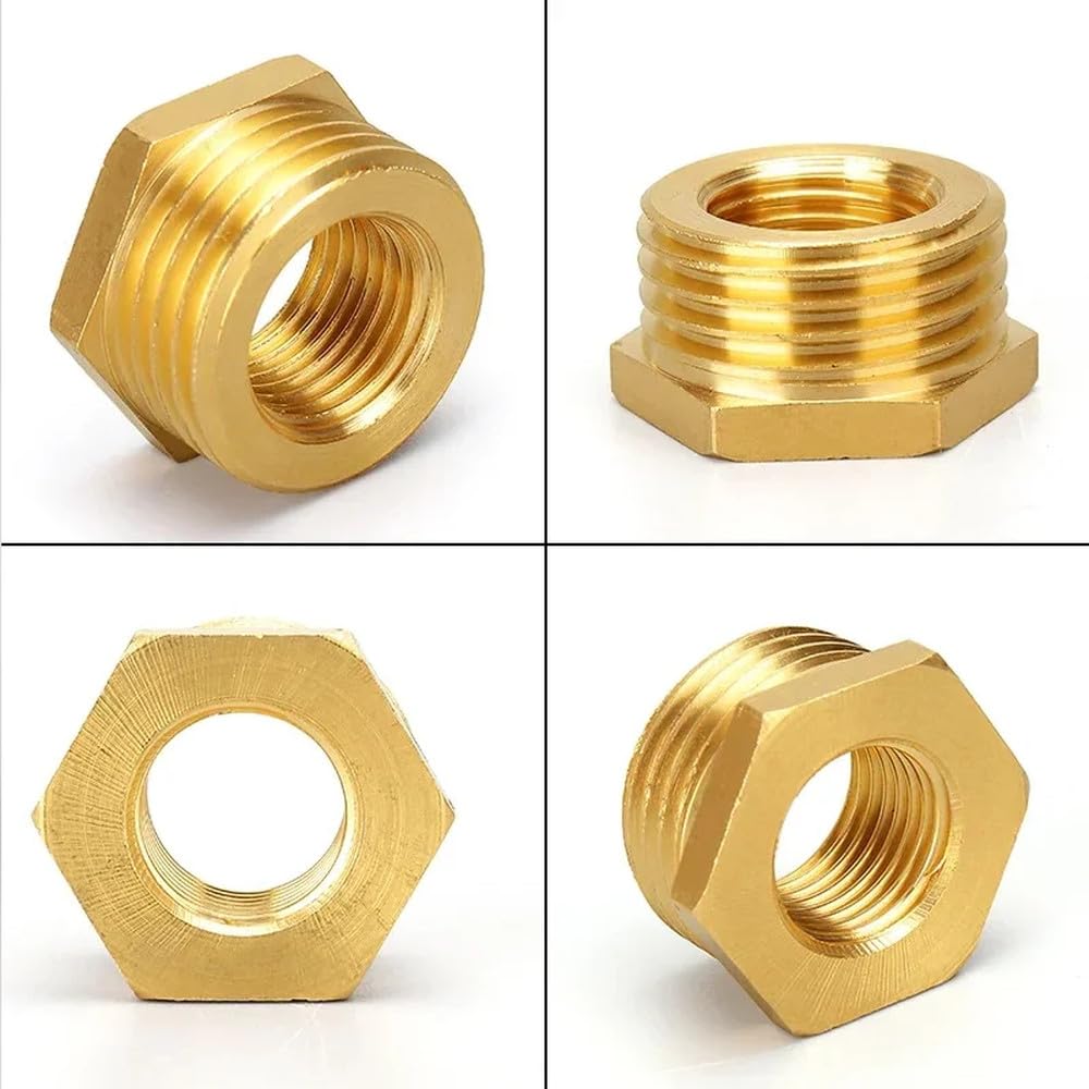 Accesorio de tubería reductor de buje hexagonal de latón, rosca F a M, conector adaptador de cobre para agua y gas, 1/8, 1/4, 3/8, 1/2 y 3/4, 500 unidades