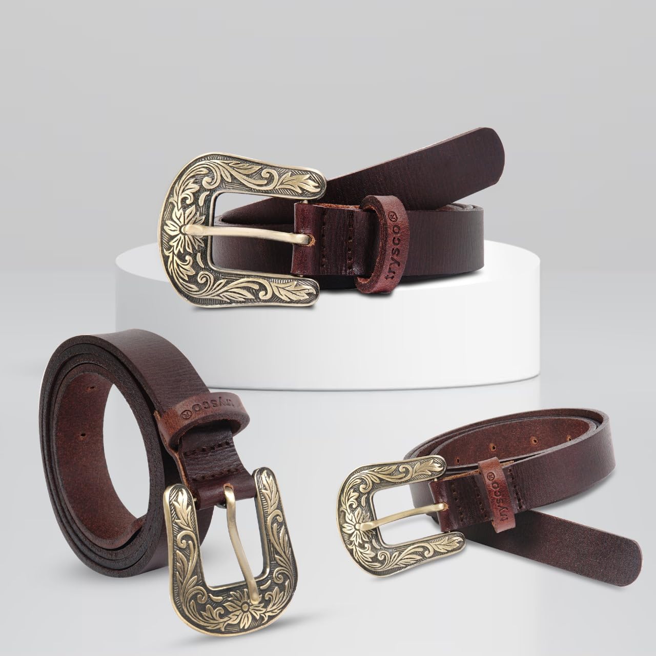 trysco�, Pure Genuine Leather, Girls/Women Multi Purpose Belt (Waist Size -28") (width 23MM) (Brown) - Image 4 thumbnail