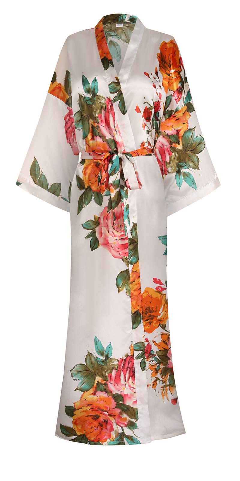 DandyChicKimono Robes for Women Floral Long Lightweight Silky Sleepwear Bridal Dressing Gown