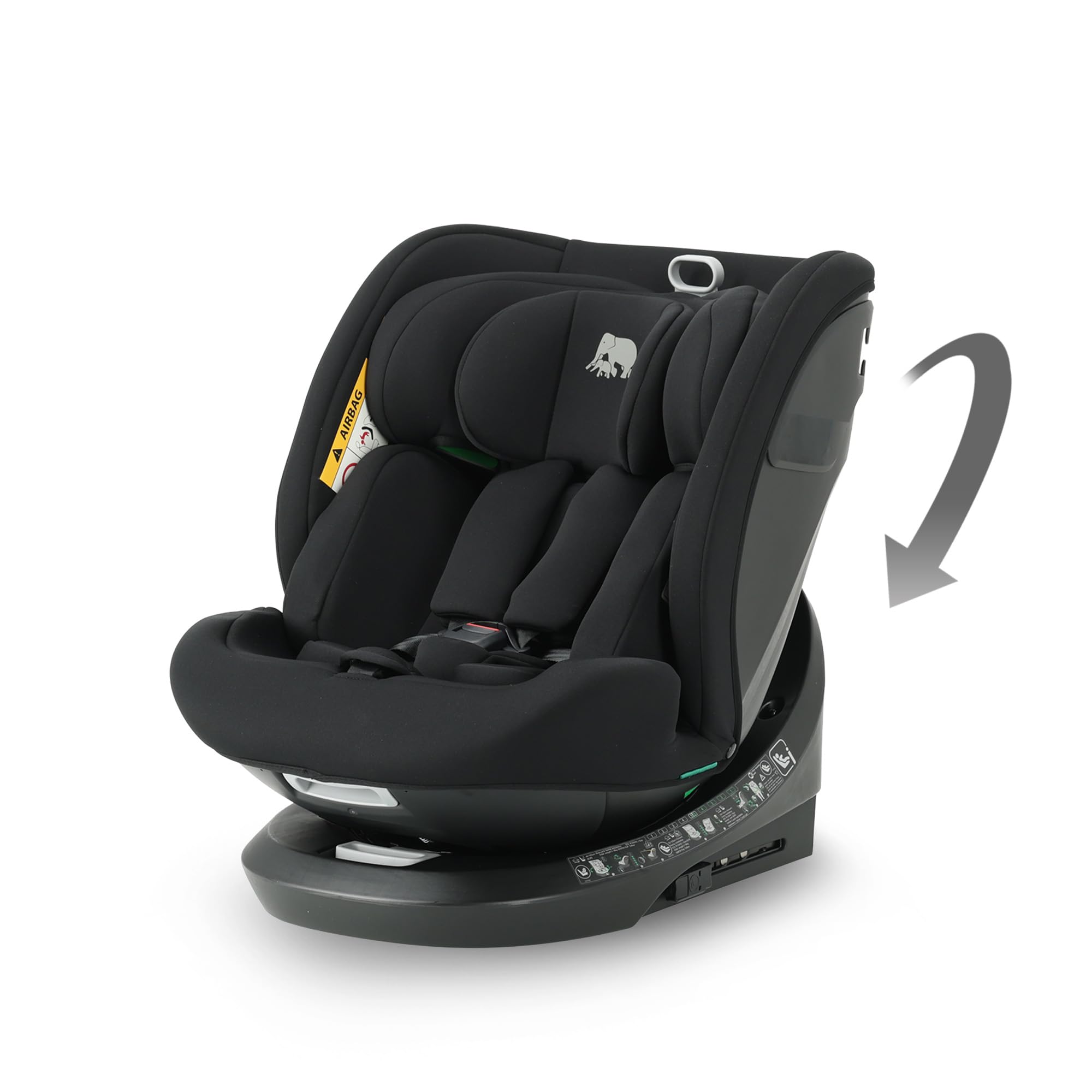 Silla de coche para niños Deryan Cassie i-Size (40-150 cm), 0-12 años, 0-36 kg, Montaje con cinturones de seguridad, reposacabezas y respaldo ajustables, reductor e inserto lingual, R129 (Negro)