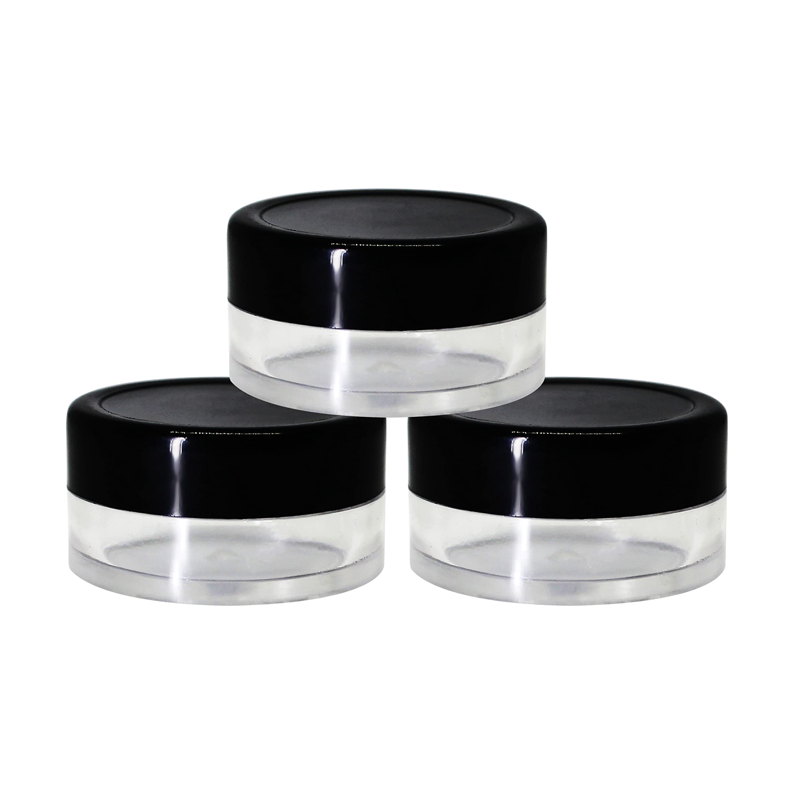 nsb herbals 8 Gm Empty Acrylic San Jar Transparent/Clear Cosmetic Container With Black Lid And Inner Lids For Lip Balms, Eyeshadow, Makeup And Diy Beauty Products (Pack Of 3)