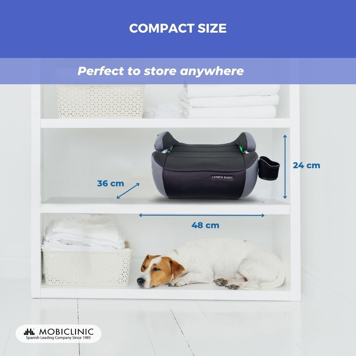 Mobiclinic® Kids, Booster seat, I-Size, Bottle Holder, for Children from 125-150 cm, IsoFix System, Removable and Washable Cover, Lionfix Basic, R129 Standard, Armrest and Textile Upholstery 9 61uqSZZRPFL. AC SL1200