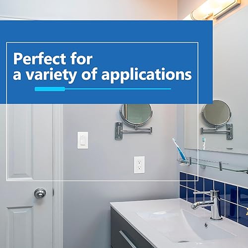 Miniatura 167 de LIDER - Cubierta decorativa de interruptor doble con acabado mate, placa de pared sin tornillos, tamaño mediano, 2 bandas, 4.88 x 4.92 pulgadas