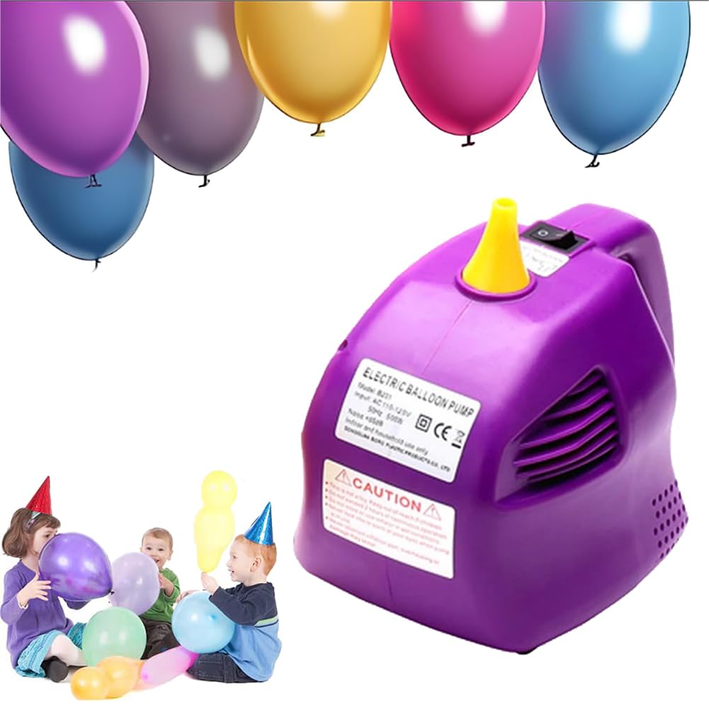 Elektromagnetyczna pompa balonowa, dmuchawa balonowa, 500W narzędzie do napełniania balonów, pompa balonowa, pompa powietrzna, z funkcją regulacji czasu i prędkości wiatru. (Purple)
