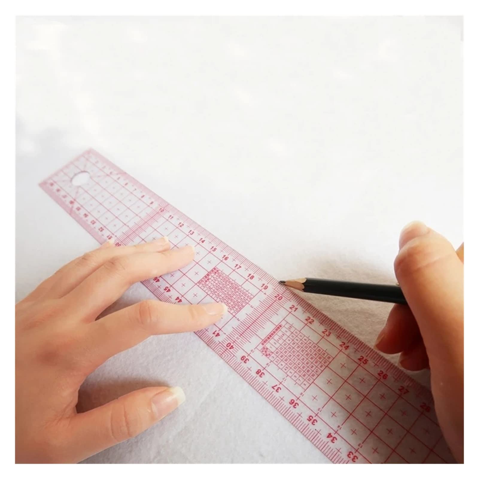 Lineal, 54 cm Kunststoff Nähen Gerade Lineal Schneider Gemeinsame Doppel Seite MetricTransparent Yardstick Patchwork Stoff Schneiden ROSA Set