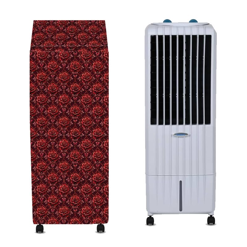 Image of PVC Cooler Cover Suitable for Symphony Diet 12T 12-Litre Personal Tower Air Cooler Waterproof, Dustproof, Size 36Lx33Bx86H Cm, Red Flower.