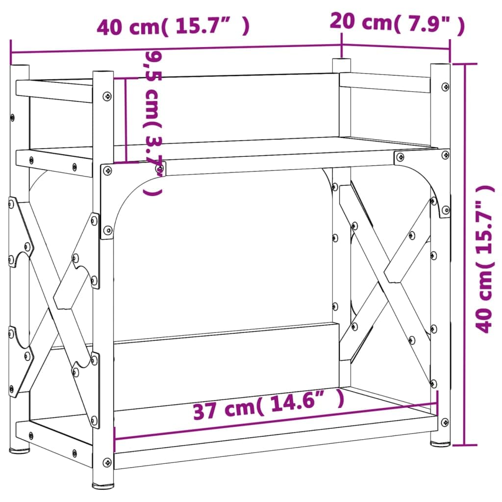 Support imprimante Meuble chêne Sonoma 40x20x40 cm à 2 Niveaux avec Cadre métal et Pieds réglables pour Bureau Poste Organisation Documents et Rangement Multifonction