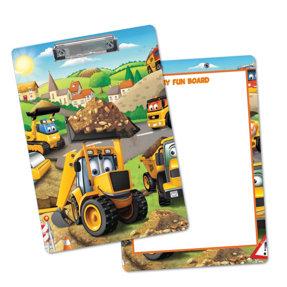 Festiko® Construction Theme Exam Board with Clip (Pack of 1 Pc), Exam Pads for Birthday Return Gifts for Kids, Writing Pads Clipboard with Shiny Steel Finish Clip