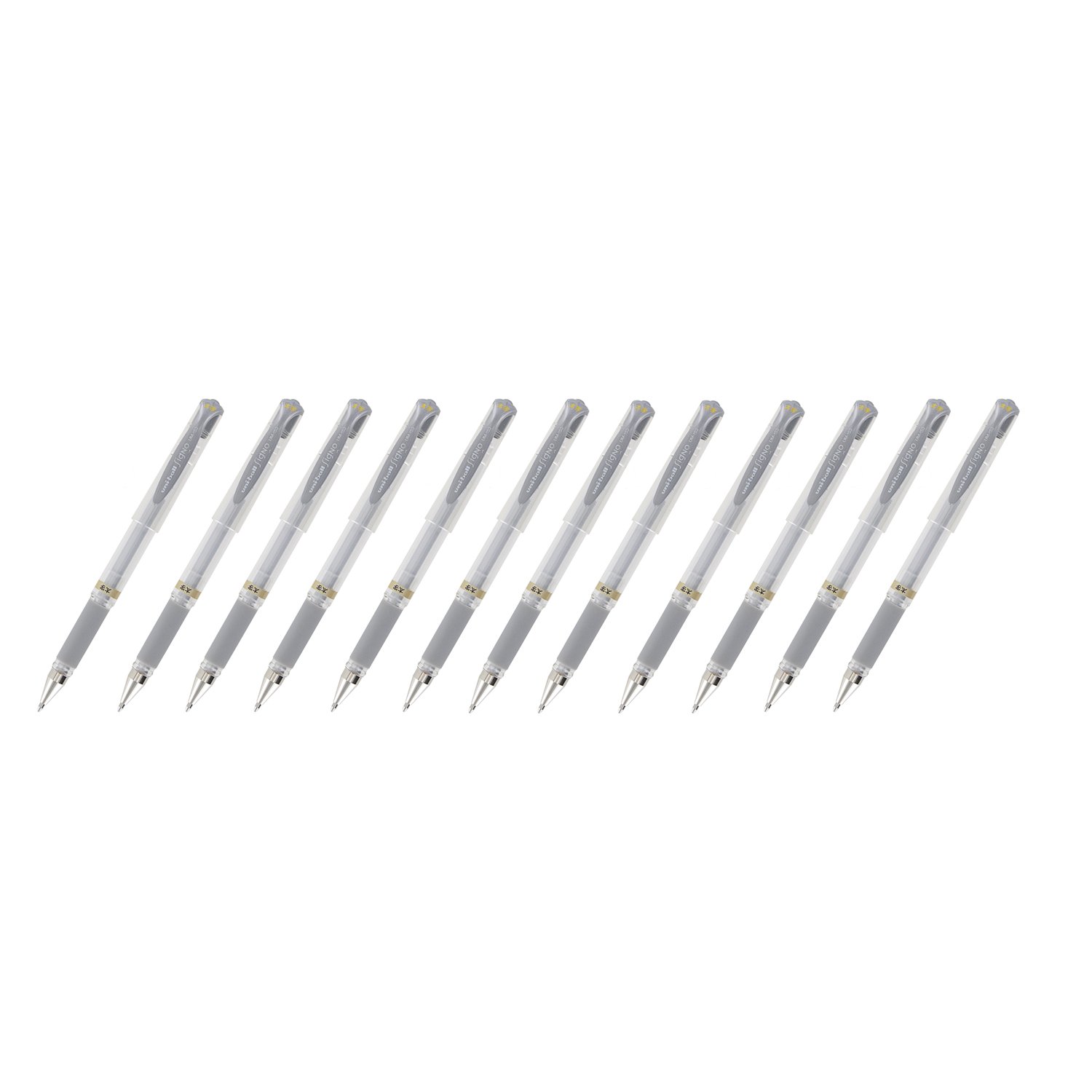 Signo UM-153 Gel Ink Rollerball Pen, 1.0mm, Broad Point, Silver Ink, Pack of 12