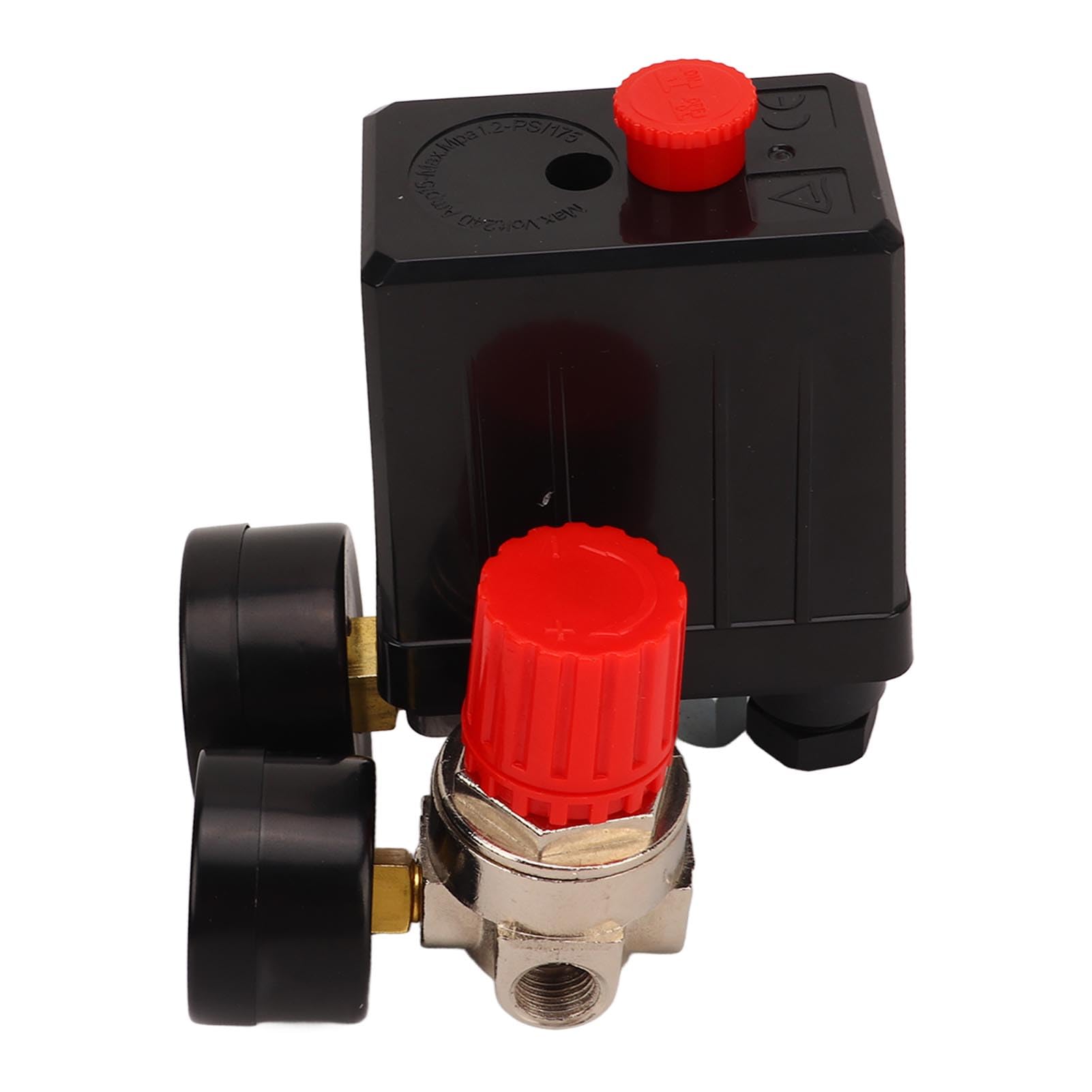 Valvola di controllo con interruttore di pressione per compressore d’aria 0-180 PSI, regolatore di pressione automatico 3 in 1 con connettori rapidi, in ottone e acciaio