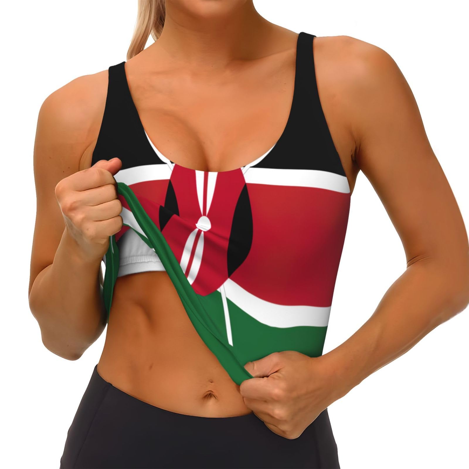 Gilet de sport confortable avec imprimé drapeau du Kenya pour femme, gilet de yoga, entraînement, gilet d'été léger