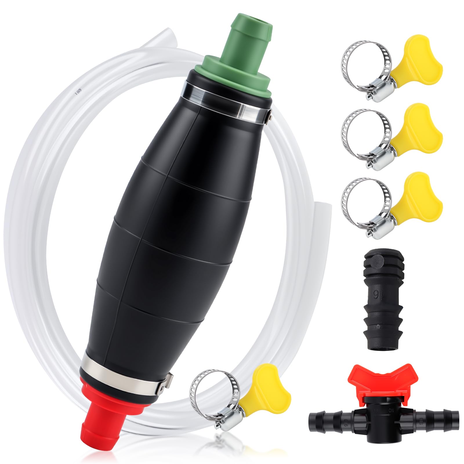 Aspirador manual XL con bomba de vacío, tubo de aspiración resistente al combustible de 2,5 m, para transferir aceite, diésel, gasolina y agua