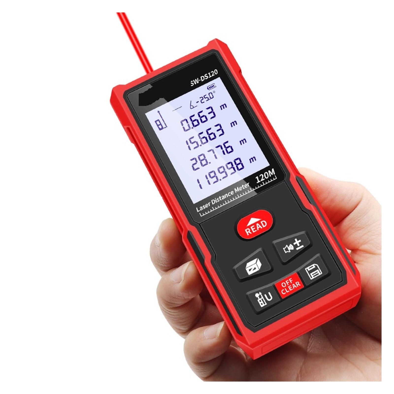 Telémetro láser 120m 100m 70m 50m Medidor de Distancia láser Ruleta electrónica Digital Rang Finder Trena Tape Lazer Measure Alta precisión(SW-DS100)