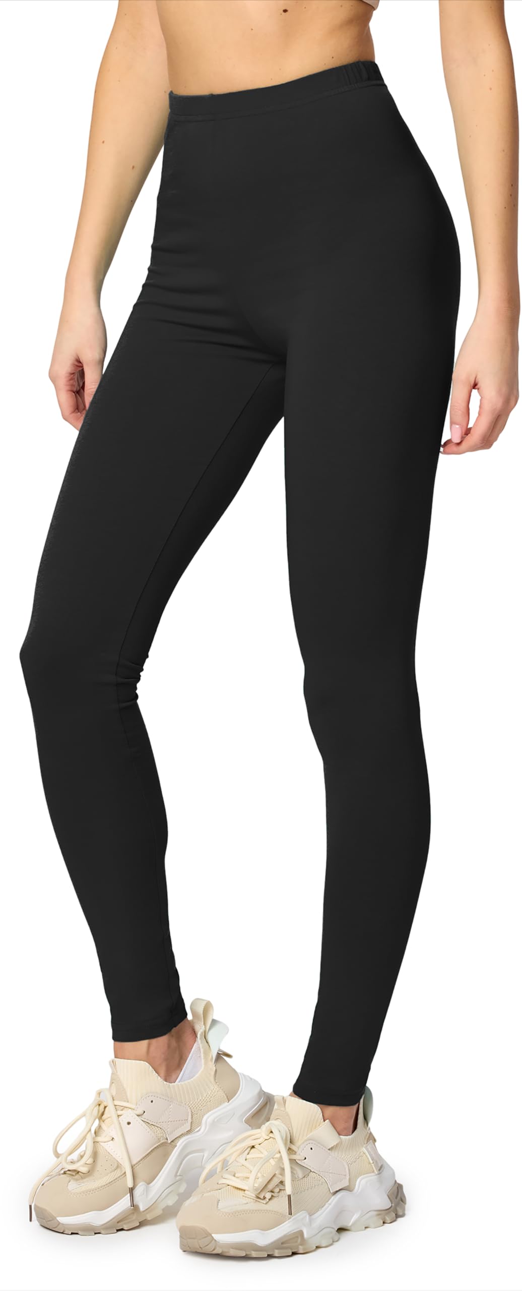 Merry Style Lunghi Leggings Fuseaux Sportivi da Donna Pratico Modello a Vita Alta in Cotone Naturale MS10-198