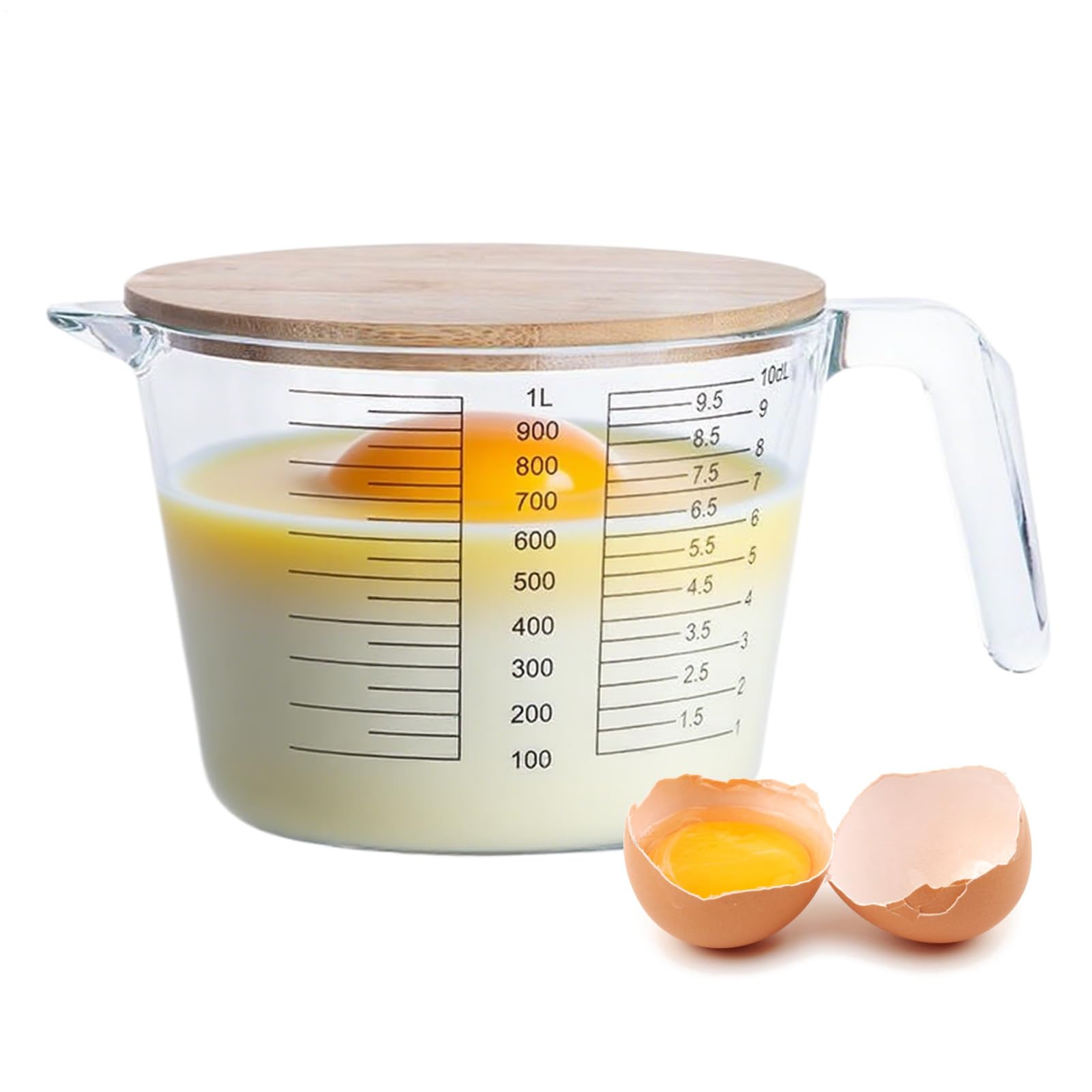 Tasses à Mesurer Alimentaires Verre Mesureur Gradué pour Pâtisserie avec | Récipient avec Couvercle Onde Safe pour Aliments Liquides Cuisine Maison Restaurant Préparation Repas Camping