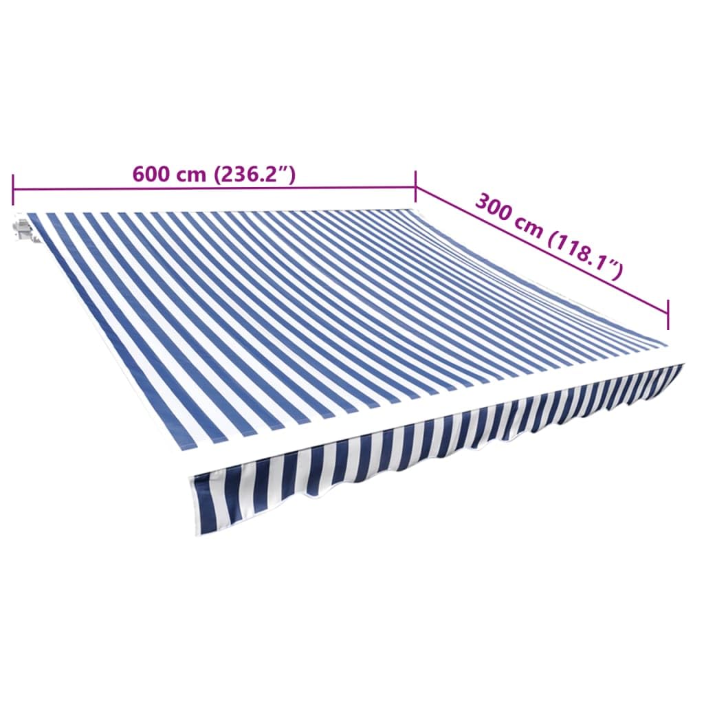 puraday Tissu de rechange pour store 6 x 3 m Revêtement de store Bleu et blanc Tissu de store imperméable en polyester avec revêtement PU