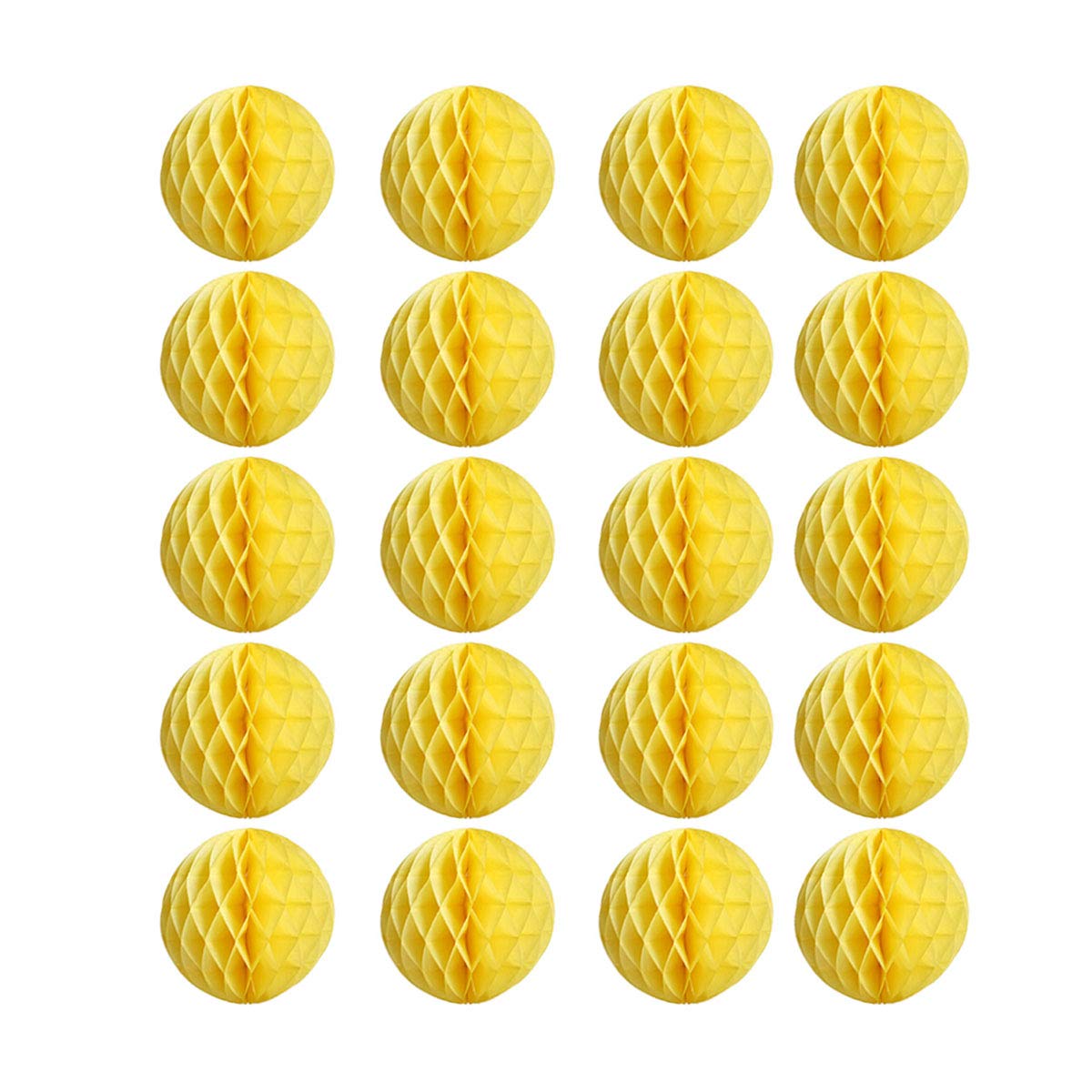 20pcs Honeycomb Flower Balls - Party Decor, Tissue Paper Pom Poms (6inch, Yellow)