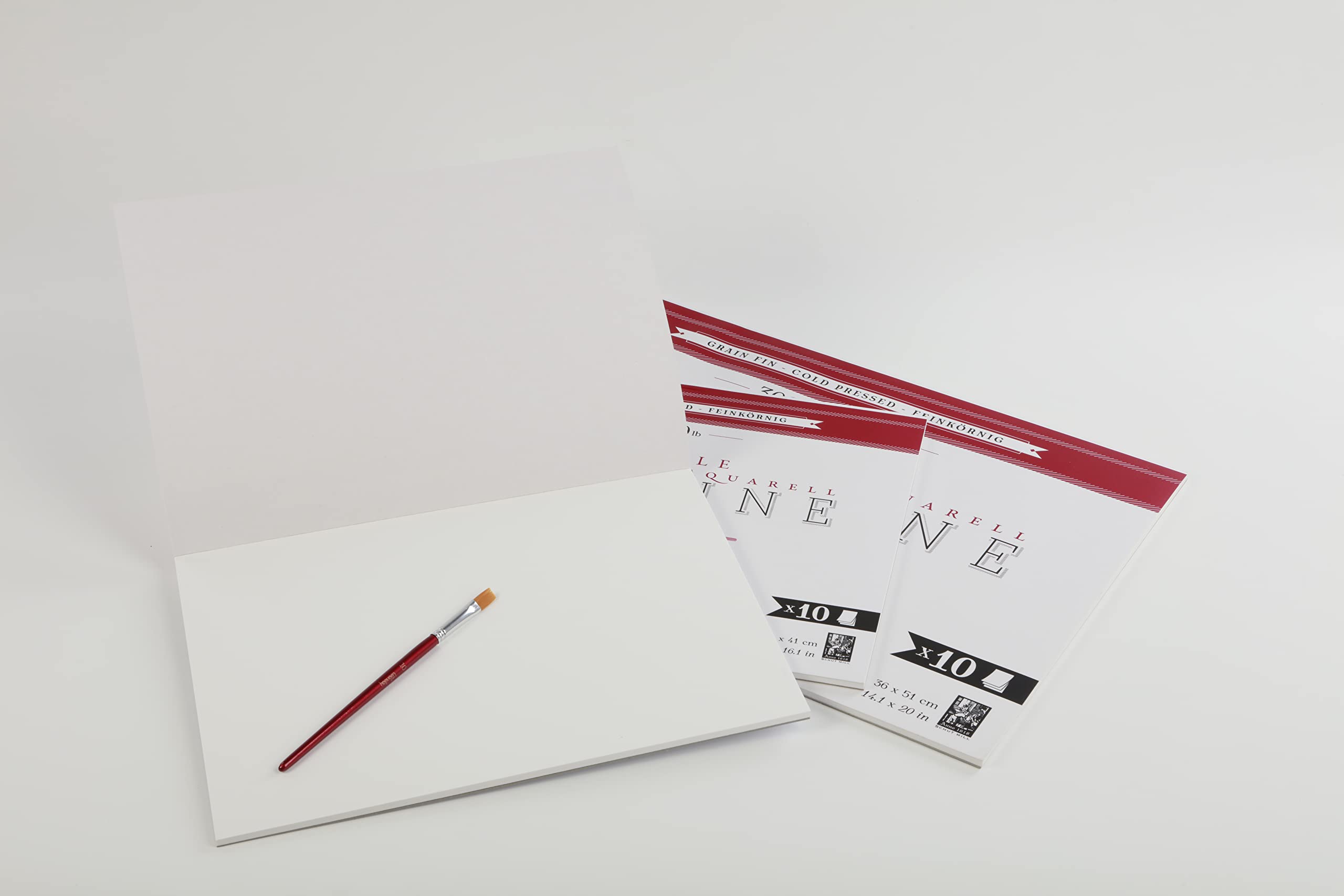 Clairefontaine 975513C Blok do akwareli klejony z 1 strony Fontaine – 10 arkuszy białego papieru akwarelowego 100% bawełna, faktura drobna, Format 31x41 cm 300 g