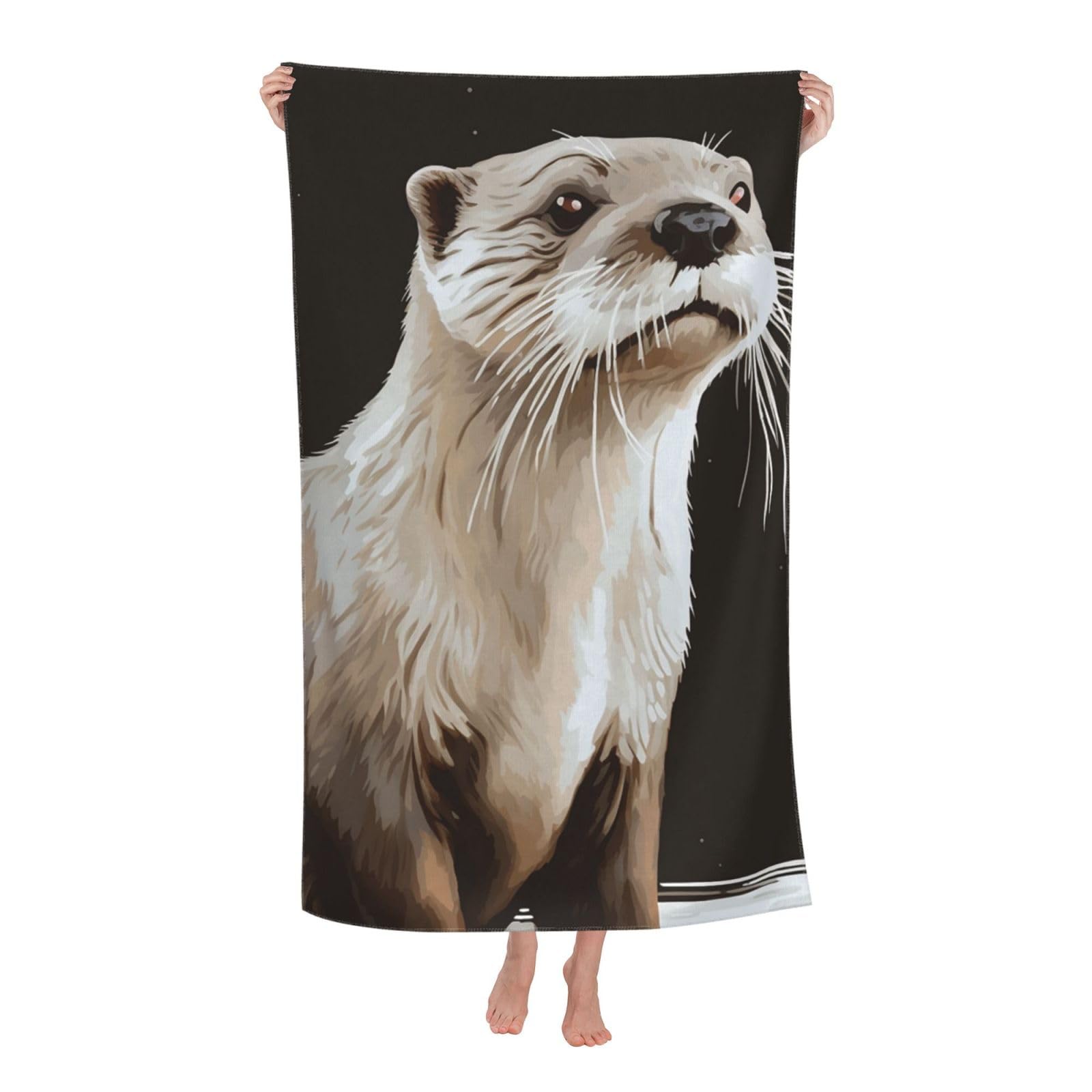 FodPand Otter Beach Towel Oversized 52 x 32 in Sand Free Pool Swim Towels for Adult Travel Blanket Lightweight Quick Dry Absorbent Bath Towels Cruise Vacation Accessories