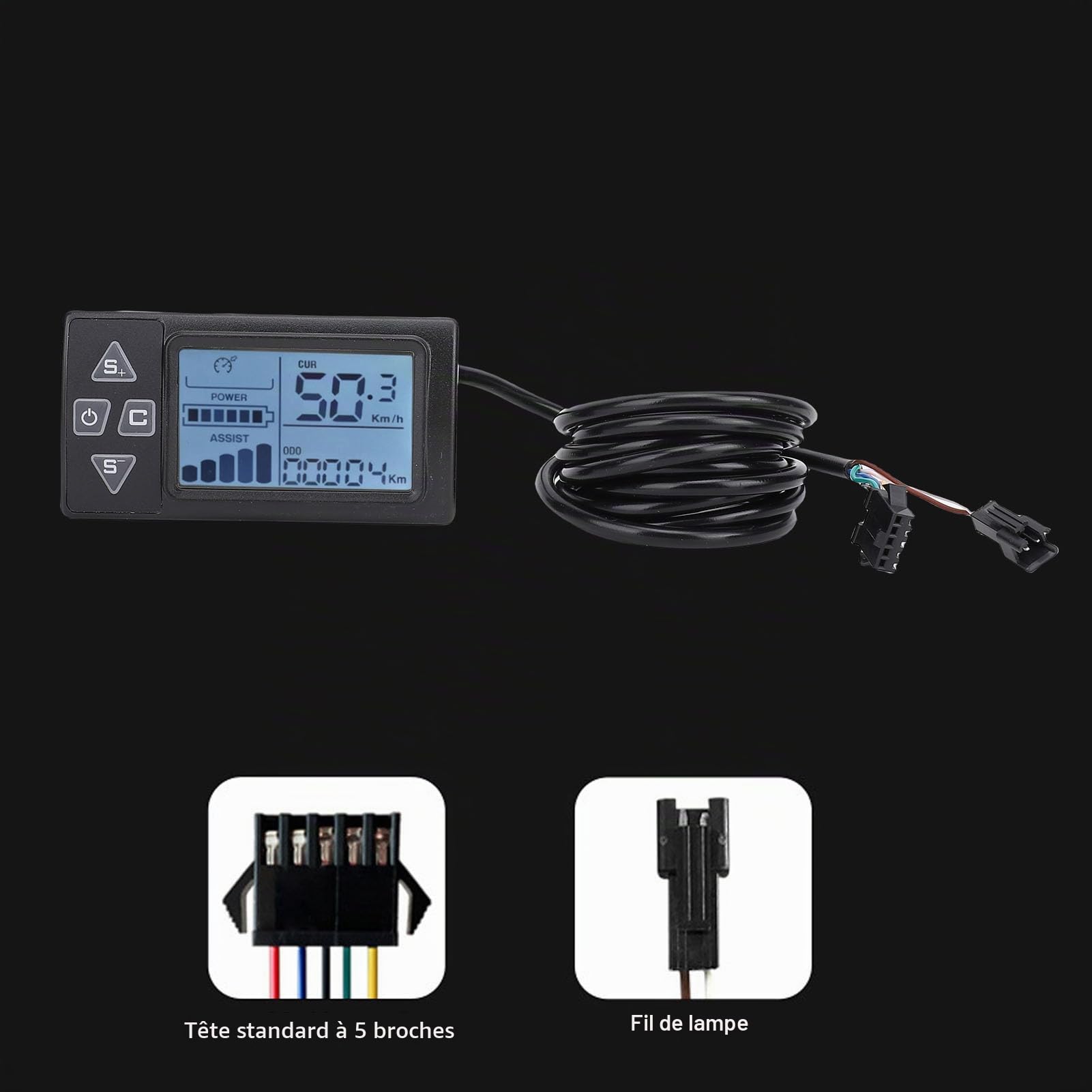 BuyWeek Kit de Contrôleur de Moteur sans Balais pour Vélo Électrique, 36V 48V 250W 350W 15A 3 Modes Contrôleur à Onde Sinusoïdale avec Panneau d'Affichage LCD S861 pour Trotinette Électrique
