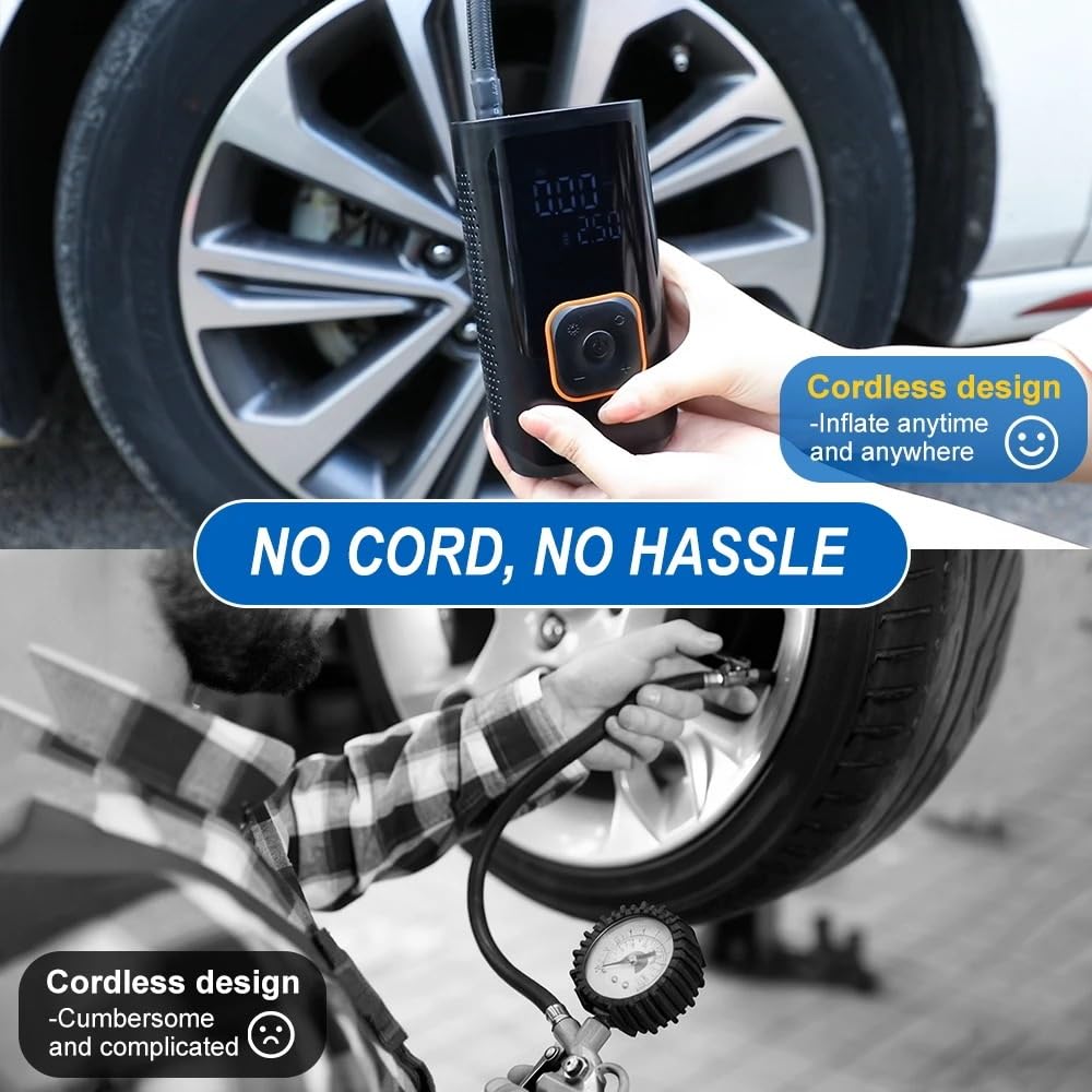 Compressore per gonfiaggio Pneumatici | Gonfiatore digitale ricaricabile Per pneumatici Per auto senza fili Per palloni da bicicletta Per
