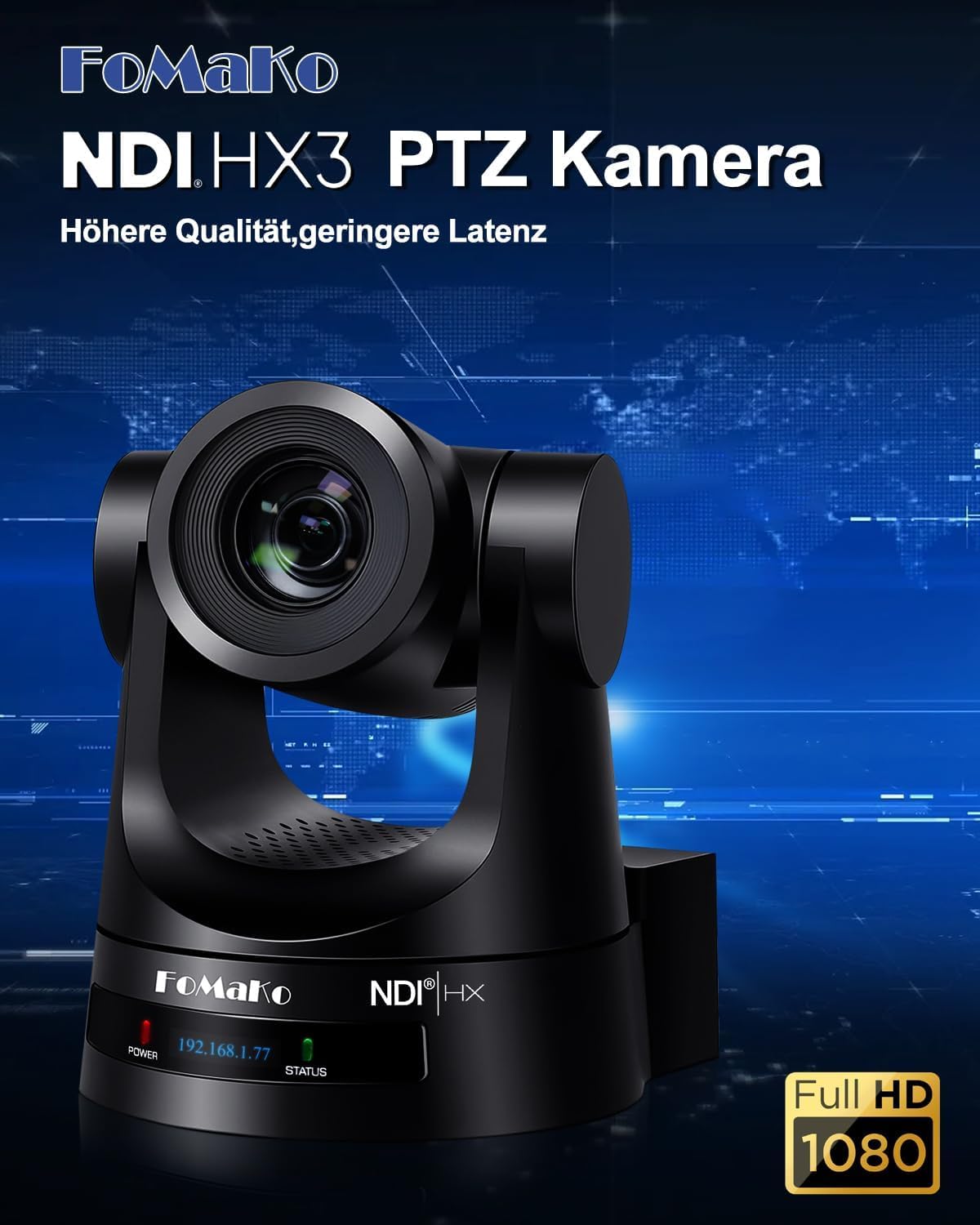 FoMaKo NDI HX3 PTZ Kamera Set, 20x Optischer Zoom KI-Auto-Tracking, mit 3G-SDI/HDMI/USB3.0/LAN(PoE), für YoTube vMix OBS Live Streaming, mit 1*KN20A Pro NDI Kamera +1* NDI PTZ Controller (BN201)