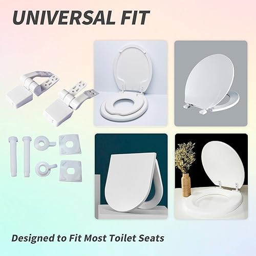 Miniatura 5 de Reemplazo de bisagra de asiento de inodoro de plástico blanco con pernos, tornillos y tuercas, accesorios universales para soporte de asiento de