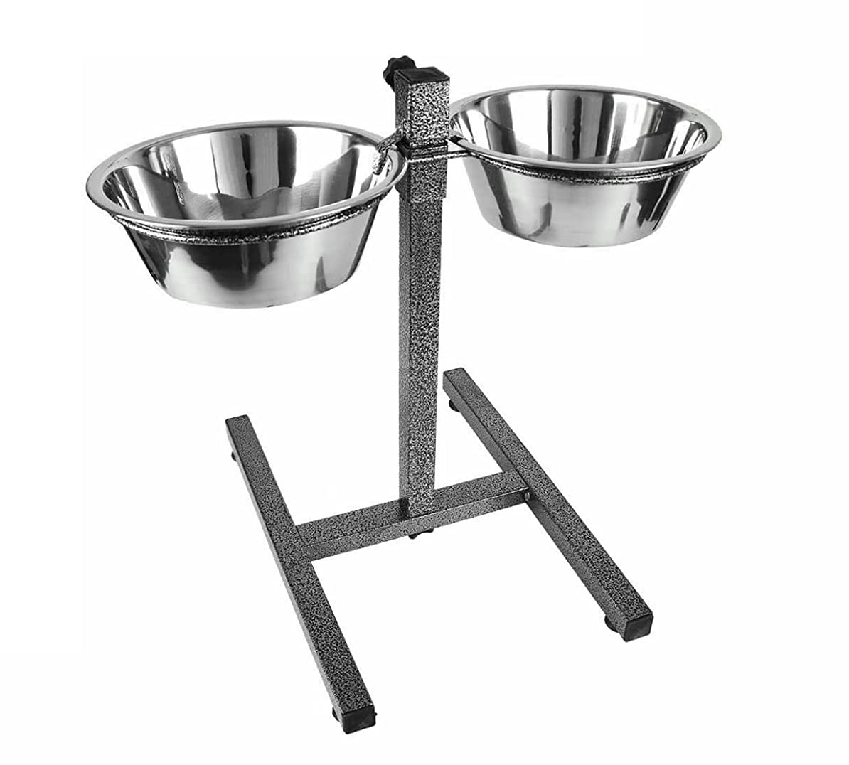 Unibos | Adjustable Raised Pet Bowls | for Cats and Dogs| Adjustable Iron Stand H-Base| Double Bowl Stand| Elevated & Raised Dog Stainless Steel Bowls| Food and Water Feeder| Anti Slip