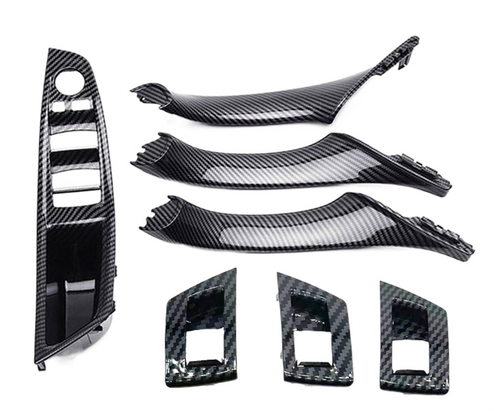 OEXRIGRU Car Interior Door Handles for BMW 5 Series F10 F18 LHD Car Interior Door Handle Plate Decorative Cover 7pcs(Carbon)